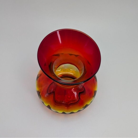 Blenko Tangerine Amberina Blown Glass Panel Vase Vintage Art Glass Decoration - Picture 3 of 10